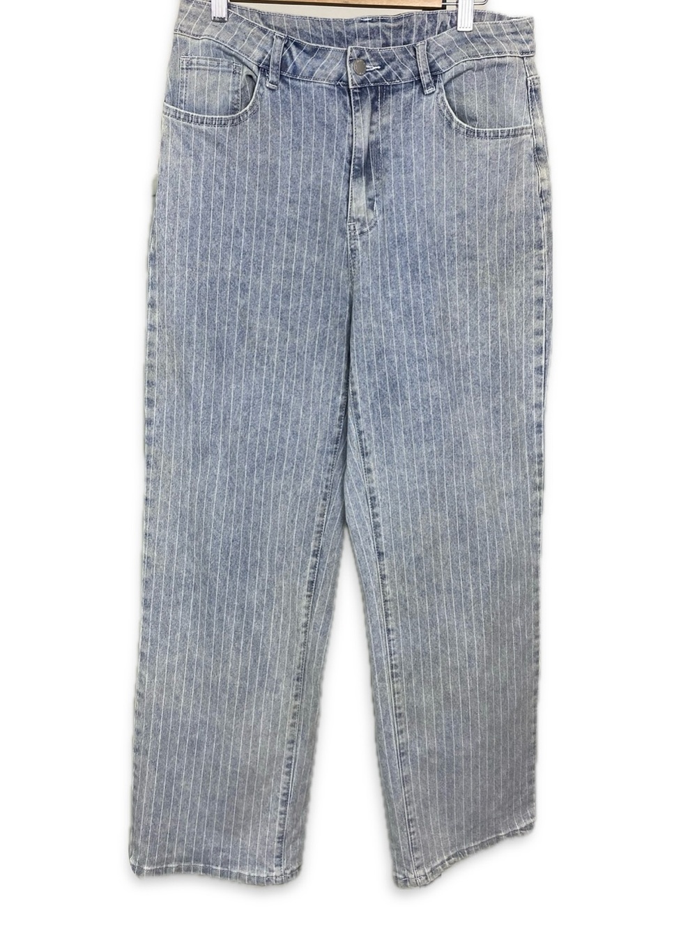 Missguided Light Blue Pinstripe Jeans Straight Leg Jeans Relaxed Denim 30 - Picture 3 of 13